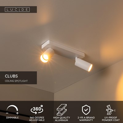 Lucide CLUBS - Ceiling spotlight - 2xGU10 - White